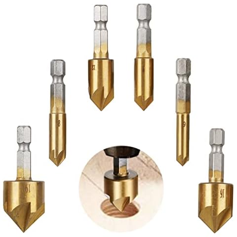 CEEYSEE 6-Piece Hex Countersink Drill Bit Set Cover