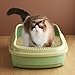 Automatic Litter Box, Open Top Cat Litter Box with Scoop, High Side Sifting Tray for All Cats(Blue)