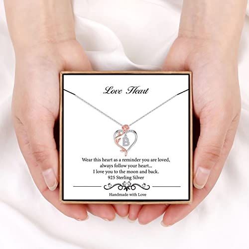 Dainty Necklace Gifts For Women, Dainty Rose Love Heart Initial B Letter Pendant Necklace Jewelry Mothers Day Valentines Christmas Gifts For Mom Wife Girlfriend Teen Girls Anniversary Birthday Gifts #TOP3
