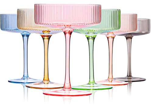 Cyrelwing Pastel Light Colored Coupe Glasses Set...