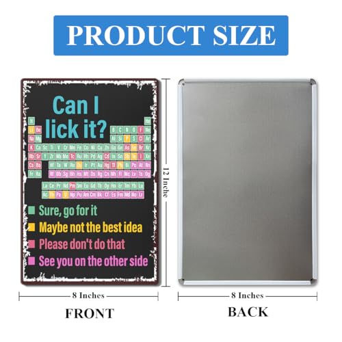 Image of Funny Periodic Table of Elements Wall Decor, Elements Chart for High Middle Science Chemistry Classroom Metal Tin Sign Decoration Science Class Teacher Gift 8 inch x 12 inch