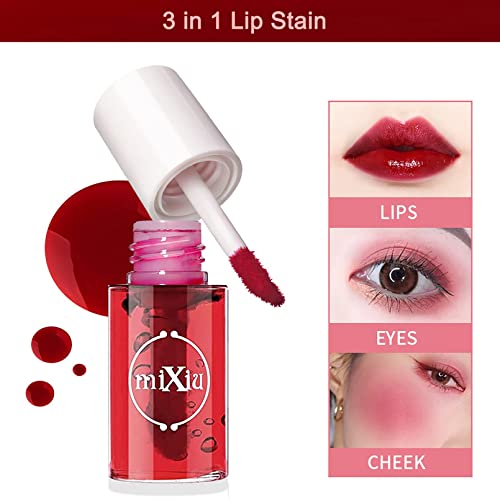 3 Pack Lip Tint Stain Set, Multi-use Lip and Cheek Tint, Liquid Blush and Lip Paint, Lipstick Lip Tint Lacquer Makeup, Long Lasting, High Pigment, Vivid Color (#03#04#05)