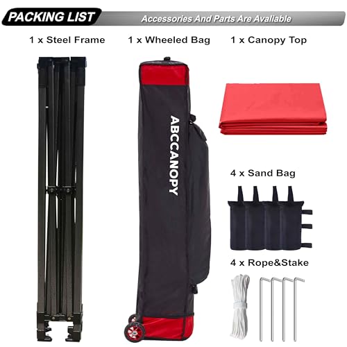 Image of ABCCANOPY Patio Pop Up Canopy Tent 10x10 Commercial-Series (Red)