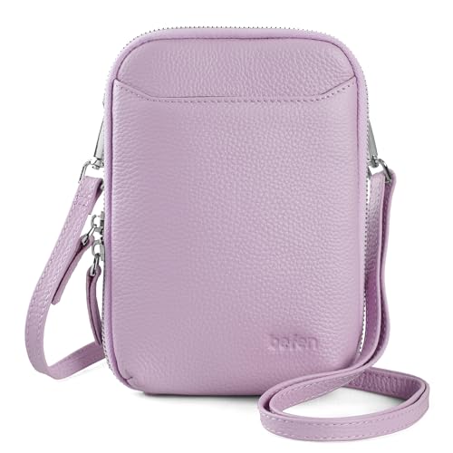 Image of befen Genuine Leather Crossbody Cell Phone Purse for Women, Small Zip Around RFID Blocking Crossbody Wallet Bags