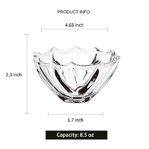 Binsakao 0306BOWLS 8.5 Oz Glass Bowls Set Of 6, Small Scalloped Bowl, Dessert Bowls For Ice Cream, Snack Bowls thumb #1
