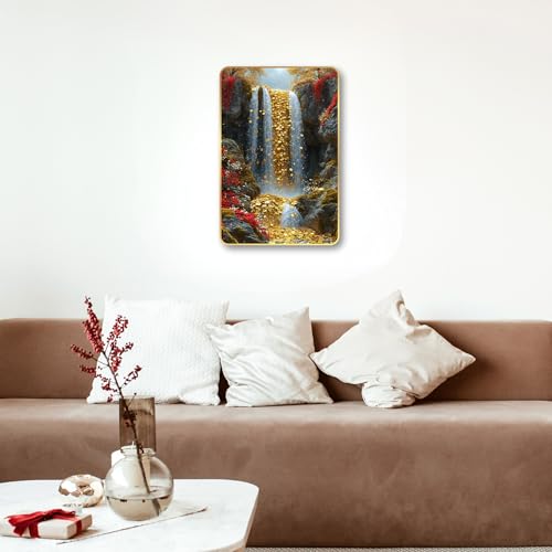 Image of Arkasto Golden Coin Waterfall Wall Painting for Home & Office | Vastu Wealth & Prosperity Wall Art | Modern MDF Wall Frames for Living Room, Bedroom & Decor (Style-05, 12x18 inch)