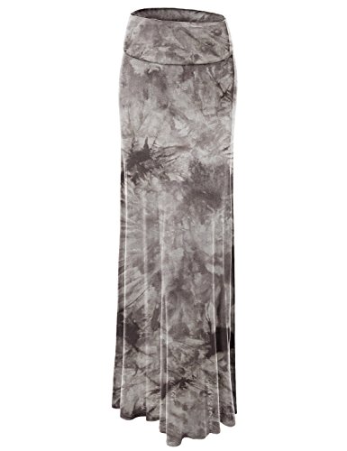 Women's Casual Tie Dye Fold Over Maxi Skirt