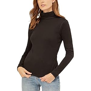 Three Dots Women’s Essential Heritage Long Sleeve Turtleneck Top