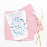 Custom Disposable Cups Personalized Frosted Wedding Cups 100 Pcs 12oz Custom Frosted Wedding Cups Personalized Shatterproof Cups Party Cups Bridal Shower Cups Custom Cups for Party (12 oz)