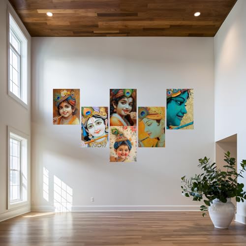 Image of SiddArtify Little Krishna Art Print Set - Sticker - 8x12 Inch - Pack of 6 Wall Room Decoration art Poster Prints