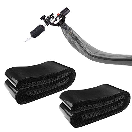 Yangfei 200pcs Bolsas para Cable de Tatuaje Cubiertas para Máquinas de Tatuaje Mangas de Cable de Clip de Tatuaje (Negro, 61cm*5cm)