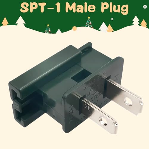 Image of 25 Pack Green SPT-1 Vampire Male Plugs for Christmas Lights Sets (SPT-1 Green)