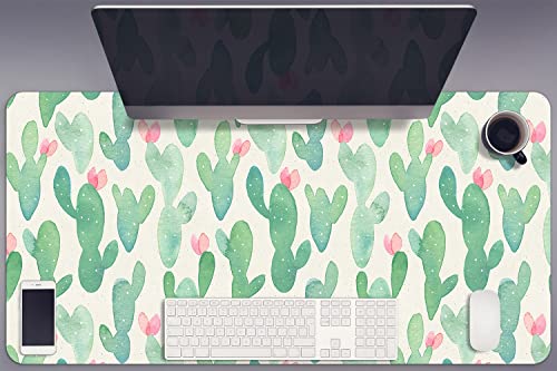Sous-main de bureau 90x45cm en vinyle Decormat motif cactus pour gaming et protection