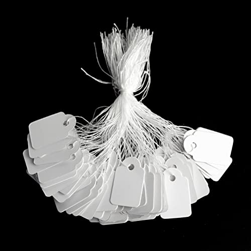 Rich Union 1000pcs White Price Tags with String Attached, Marking Merchandise Strung Tags Writable Label Hang Tags for Pricing Gift Jewelry Clothing Yard Sale Garage Supplies