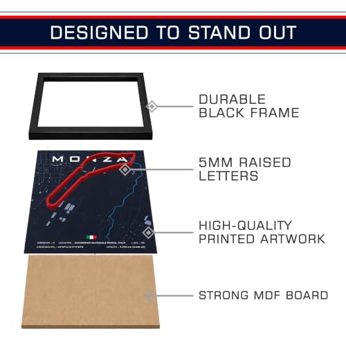 Image of CodersParadise Monza Racing Circuit 3D Wall Art Frame - Layered Motorsport Track Wall Decor for Bedroom, Gaming Room, Office, Garage, Study & Racing Fan Home Decoration.