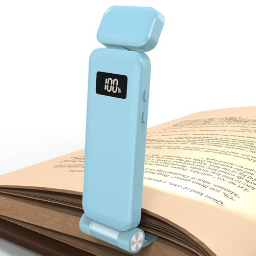 Image of KTEBO Rechargeable Book Light with Clip & Battery Indicator, 9 Luminescence Modes, USB-C Portable 1.6 oz Ultralight Lamp for Night Reading in Bed, Readers - Blue