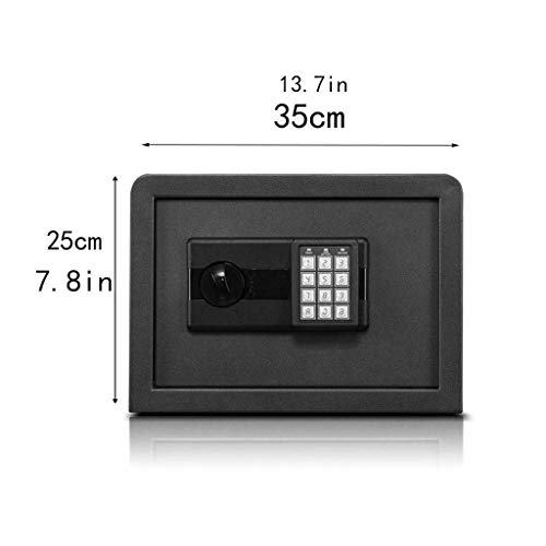 Safebox électronique noir 35cm avec double verrouillage par code et clé - 4