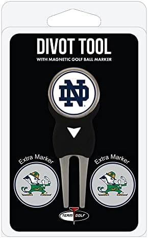 Team Golf NCAA Notre Dame Fighting Irish Divot Tool with 3 Golf Ball Markers Pack, Markers are Removable Magnetic Double-Sided Enamel