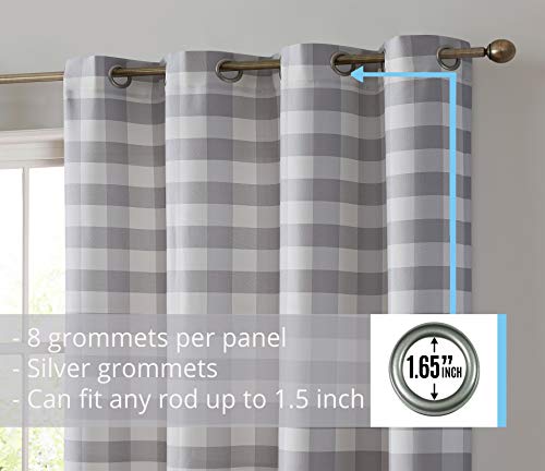 Hlc.me Hilltop Buffalo Check Textured Light Filtering Grommet Lightweight Window Curtains Drapery For Bedroom, Dining Room & Living Room, 2 Panels (52 X 84 Inch, Dove Grey) #TOP1