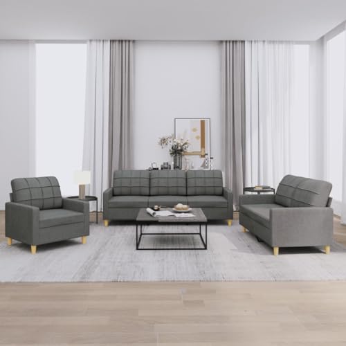 Dark Grey 3‑Piece Modern Sofa Set 7‑Seat