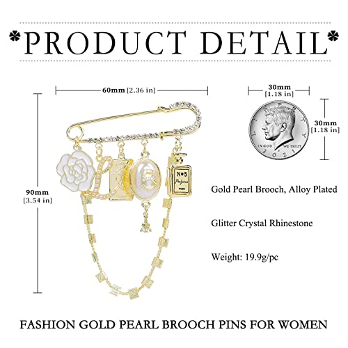 Fashion Pearl Brooch Number 5 Vintage Rhinestone Brooches Pins For Women Wedding/Bouquet/Banquet Jewelry (Pearl Brooch Pin #1) #TOP1