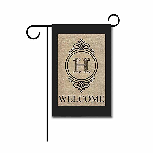 Kafepross Alarm Clock Shape Welcome Initial Garden Flags Monogram H Banner 12.5X18 Print Both Sides #TOP16