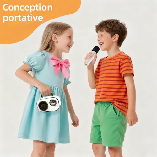 Microphone sans fil pour enfants chantant mini karaoké 2 micros Bluetooth portables