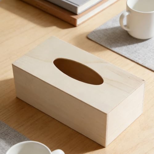 Cajas de pañuelos de madera beige VILLCASE para manualidades pack de 5 unidades para decorar 5