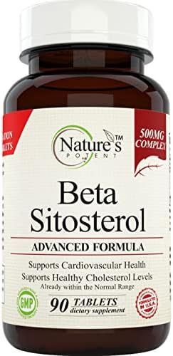 Nature's Potent Beta Sitosterol (500 Mg) Prostate Supplement for Men - Supports Frequent Urination, Prostate Health & Healthy Cholesterol Levels 90 (Tablets)