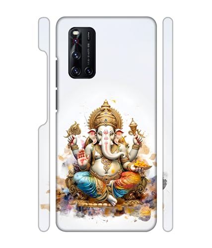 Image of Lord ''Ganesha''-(White) Printed Hard Mobile Back Cover & Case for Vivo V19, Designer | Protective & Premium Cover & Case