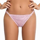Farlenoyar Women Sexy Summer Soft Smooth String Bikini Briefs Beach Swimming Underwear (L(Tag XL), Pink)
