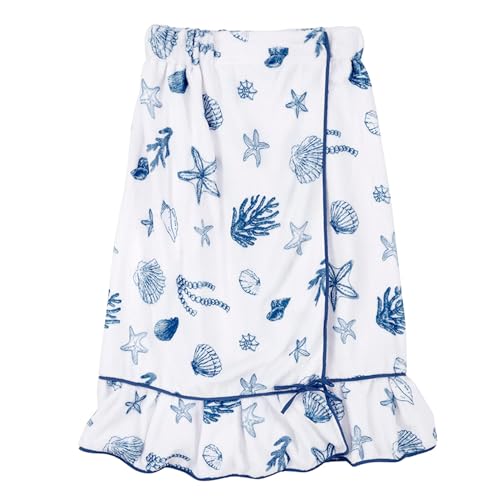 Image of Bella Sleep + Spa Ultra Soft Plush Luxury Spa Shower Bath Towel Wrap with Adjustable Closure, One Size, Coastal Sea Shells