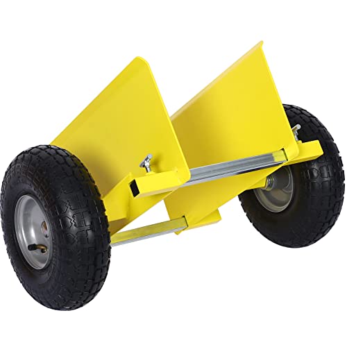 Heavy Duty Panel Dolly, Adjustable Door Dollys with Wheel, 2 10\" Pneumatic Wheels 600LBS Load Bearing for Drywall Sheet Heavy Appliance & Material Handling All Terrain Moving Cart Panel Dolly - Yellow - Thumbnail 7