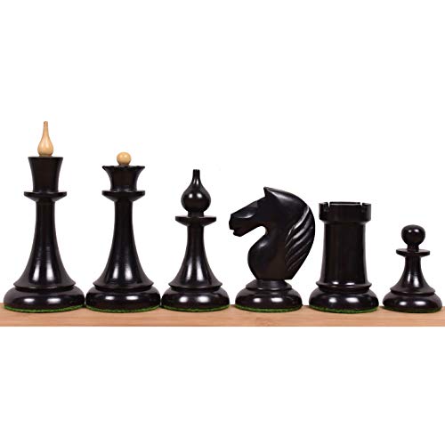 Royal Chess Mall 1950S Soviet Latvian Reproduced Chess Pieces Only Chess Set, Ebonized Boxwood Wooden Chess Set, 4-In King, Double Weighted Chess Pieces (2.5 Lbs) #TOP3