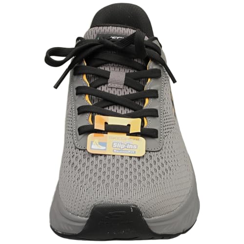 Skechers Herren Edgeride Erlson Slip-InTurnschuhe, Charcoal Knit/Yellow Pu, 45 EU – Ansicht 3