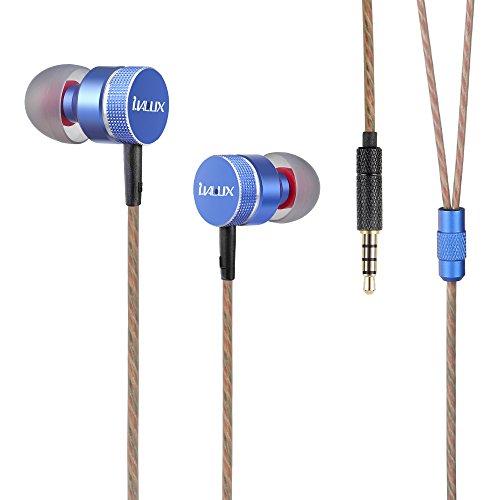 i.VALUX Hybrid 10mm Dynamic Balanced Armature (BA) Dual-Driver in Ear Monitors IEMS Wood Noise-isolating HI-FI Headphones Headset,Red (Blue&Burlywood)