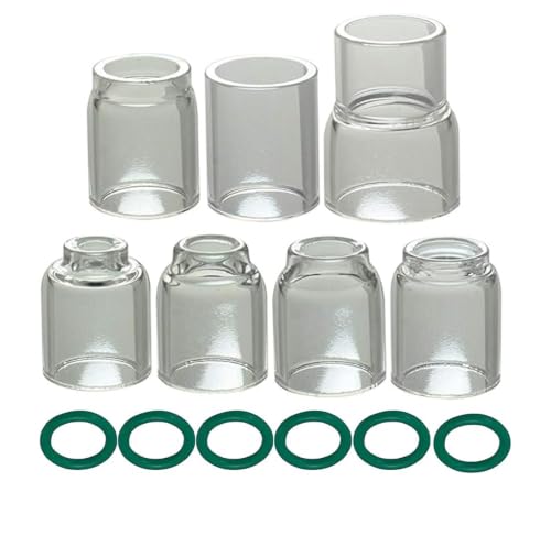 Image of RIVERWELD TIG Glass Cup Quartz Nozzle #4, #5, #6, #7, #8, #10, #12 kit 7pcs | Orifice 1 /4 inch, 5 /16 inch, 3 /8 inch , 7 /16 inch , 1 /2 inch , 5 /8 inch , 13 /16 inch for SR WP 9 17 18 20 25 26 TIG Welding Torch