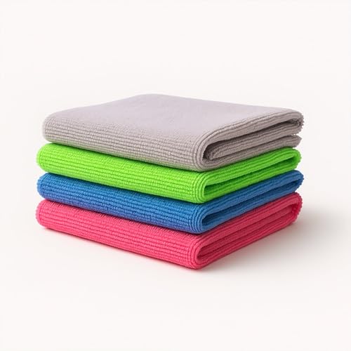 Microfiber Towel with Silk Banded Edges Multipurpose Microfiber Cleaning Cloth (30x30cm & 5 Pc)