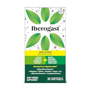 Iberogast Dual Action Digestive Relief, Daily Herbal Supplement, Supports Gut Health* Helps: Relieve Occasional Upset Stomach(bloating relief, nausea, heartburn, gas)+Restore Digestive Function* 30ct