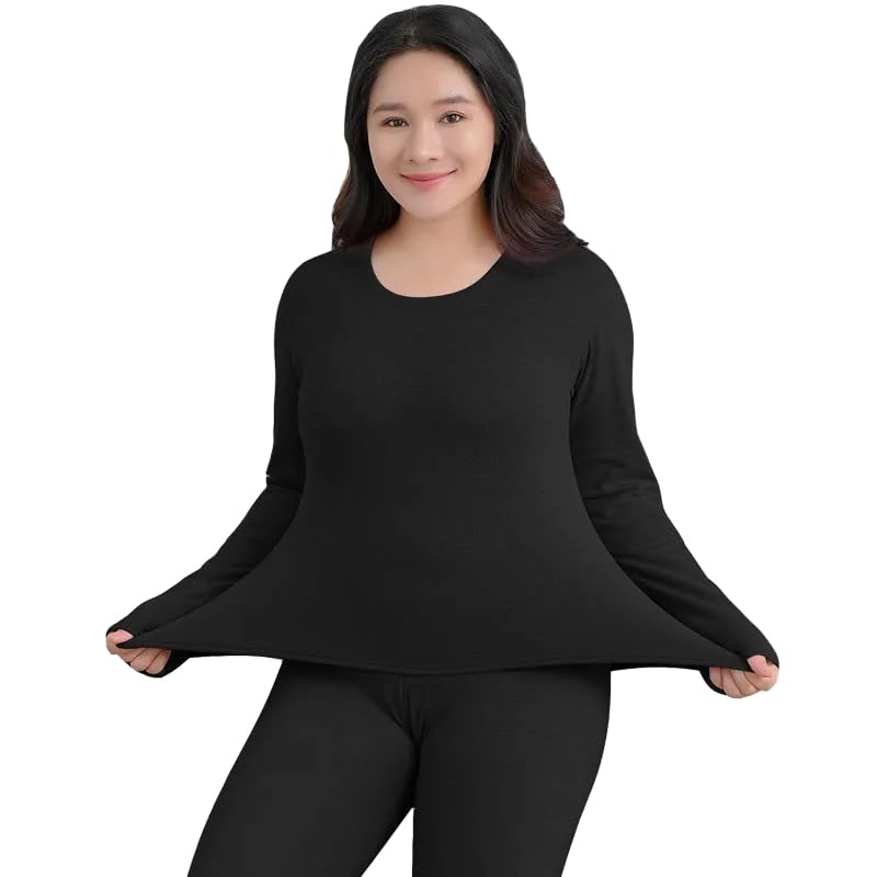 OFFSUM Ropa Interior Térmica Mujer - Pantalones Largos De Invierno Y Otoño para Mujer, Traje De Lencería De Talla Grande De 2 Piezas, Tops Ajustados, Ropa Informal Cálida, Ropa De Descanso Diar