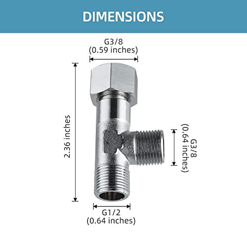 Xuchuan G 3/8'' Solid Brass 3 Way Diverter Valve - Hose Fitting Tee, T Shape Adapter Connector For Angle Valve Hose, Bath Shower Arm, And Toilet Bidet Sprayer Faucet #TOP3