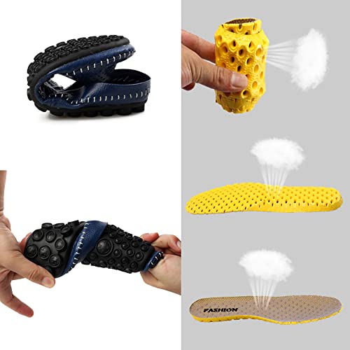 Ugoselec Men's Leather Punching Mules Clog Backless Slippers Slip On Loafers,Handmade Casual Non-Slip Breathable Closed Toe Mules (10.5,White,10.5) #TOP2