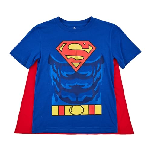 Bioworld Superman Costume Boy's Blue Crew Neck Short Sleeve Cosplay T-shirt With Detachable Cape-4