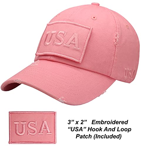 Image of Antourage American Flag Unisex Baseball Hat for Men and Women | USA Flag Mesh Snapback Flat Visor Cap + 2 Patriotic Patches