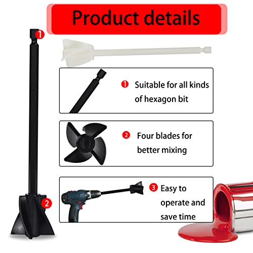 CHRI Mixer Aufsatz Bohrmaschine für Harz 5STK, Epoxymischer Rührstab Bohrmaschine Quirl Rührer Wendelrührer Farbrührer Farbmischer Farbquirl zum Mischen von Epoxidharz Malen Keramikglasur
