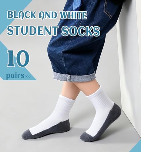 Image of DoSmart Kids Athletic Crew Socks Boys Girls Classics Cotton School Uniform Childs Sports Breathable Casual Socks 10 Pairs