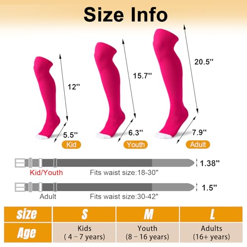 Image of XZQTIVE Baseball Socks and Belt Combo,Over the Knee Softball Socks and Belt,Knee High Football Socks for Kids Youth Adults