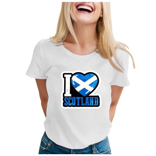 Camisetas de fútbol americano retro de Escocia para mujer, lisas, suaves, holgadas, de verano, camisetas casuales de fútbol escocés, cómodas con estampado de bandera, para senderismo, caminar, color