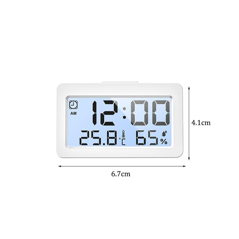ABS Electronic Thermometer Hygrometer Bedside Table Office Desktop with Time Alarm Clock