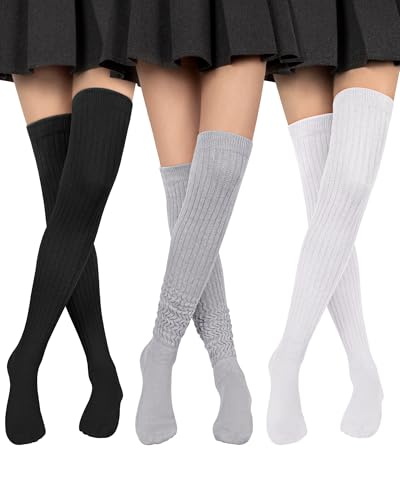 Womens Thigh High Socks Extra Long Knit Over Knee Stockings Winter Warm Thick Scrunch Slouch Soft Tall Leg Warmers2